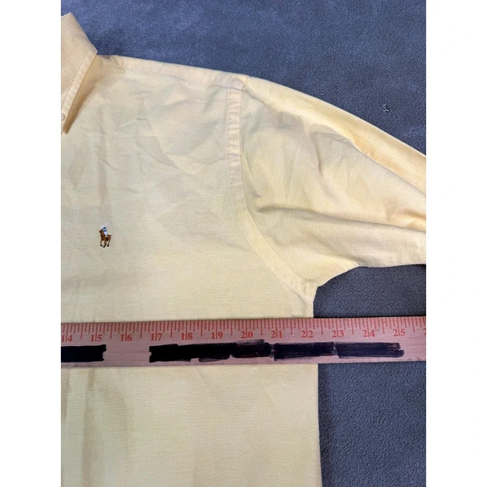 Vintage Ralph Lauren Shirt Boys 8 Yellow Cotton Pony Logo Casual Button Down